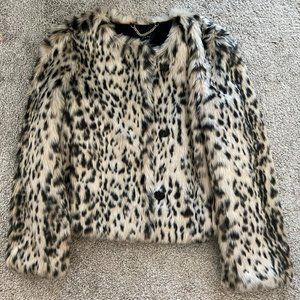 J-Crew Leopard Faux Fur Jacket